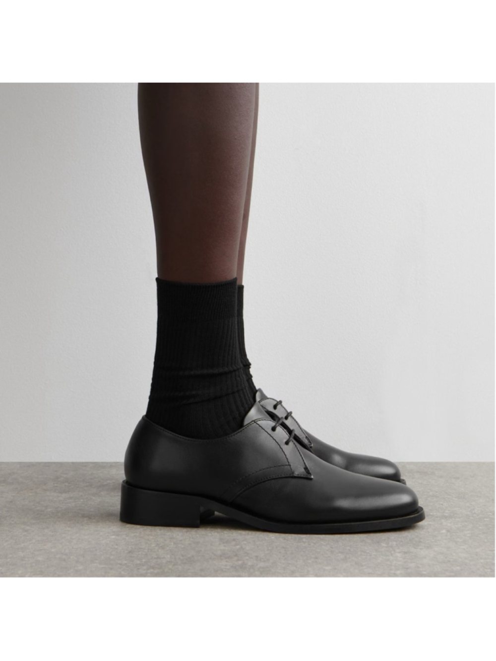 COS Derby Black Leather Shoes Size 38